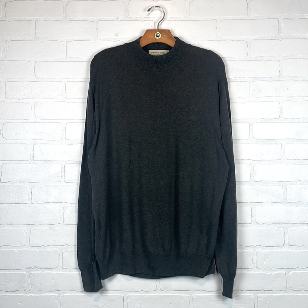 Vintage Pronto Uomo Firenze Made in Italy Oversized Gray Mock Neck Sweater L